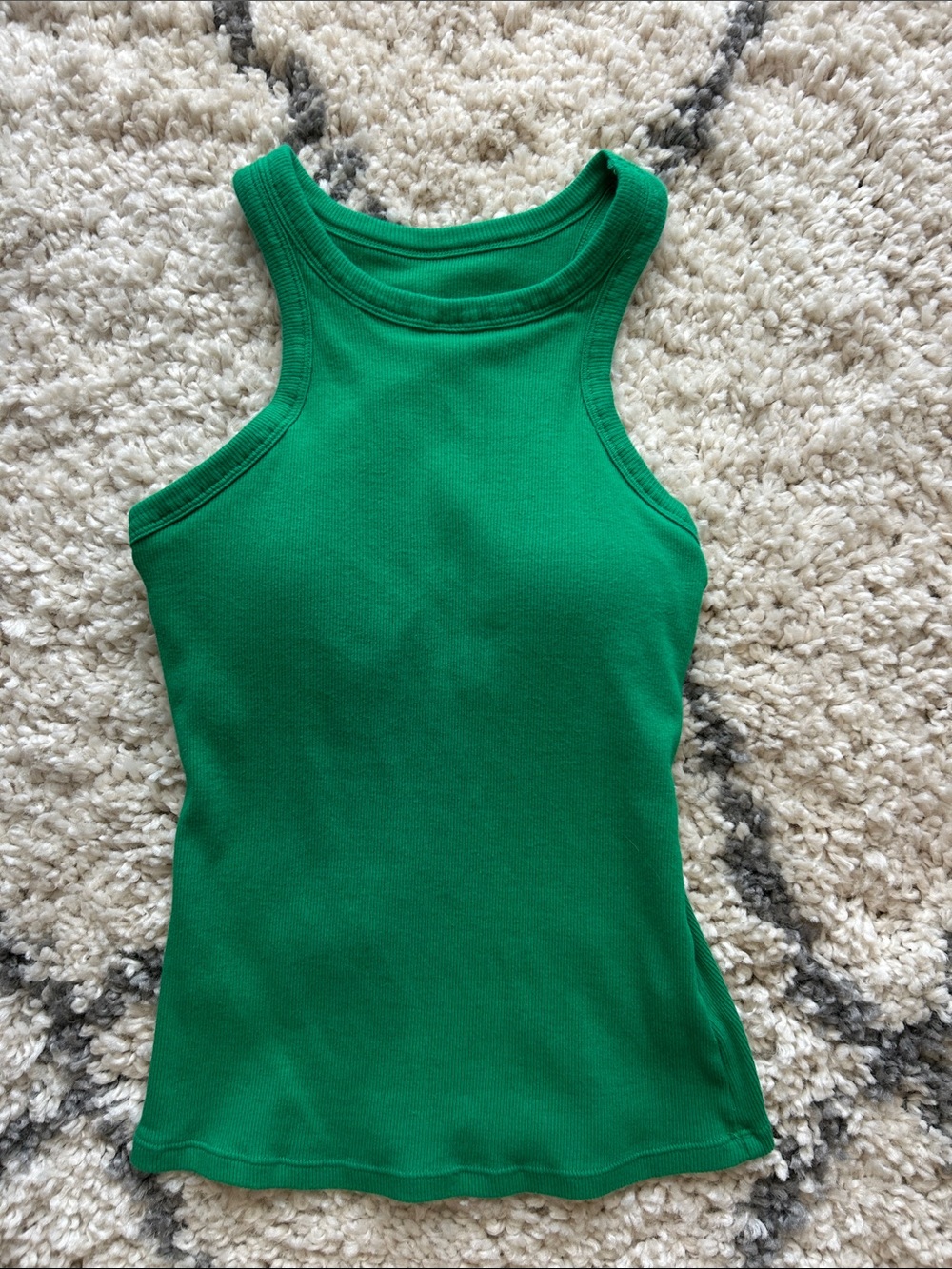 Women's Green Ribbed Tank Top